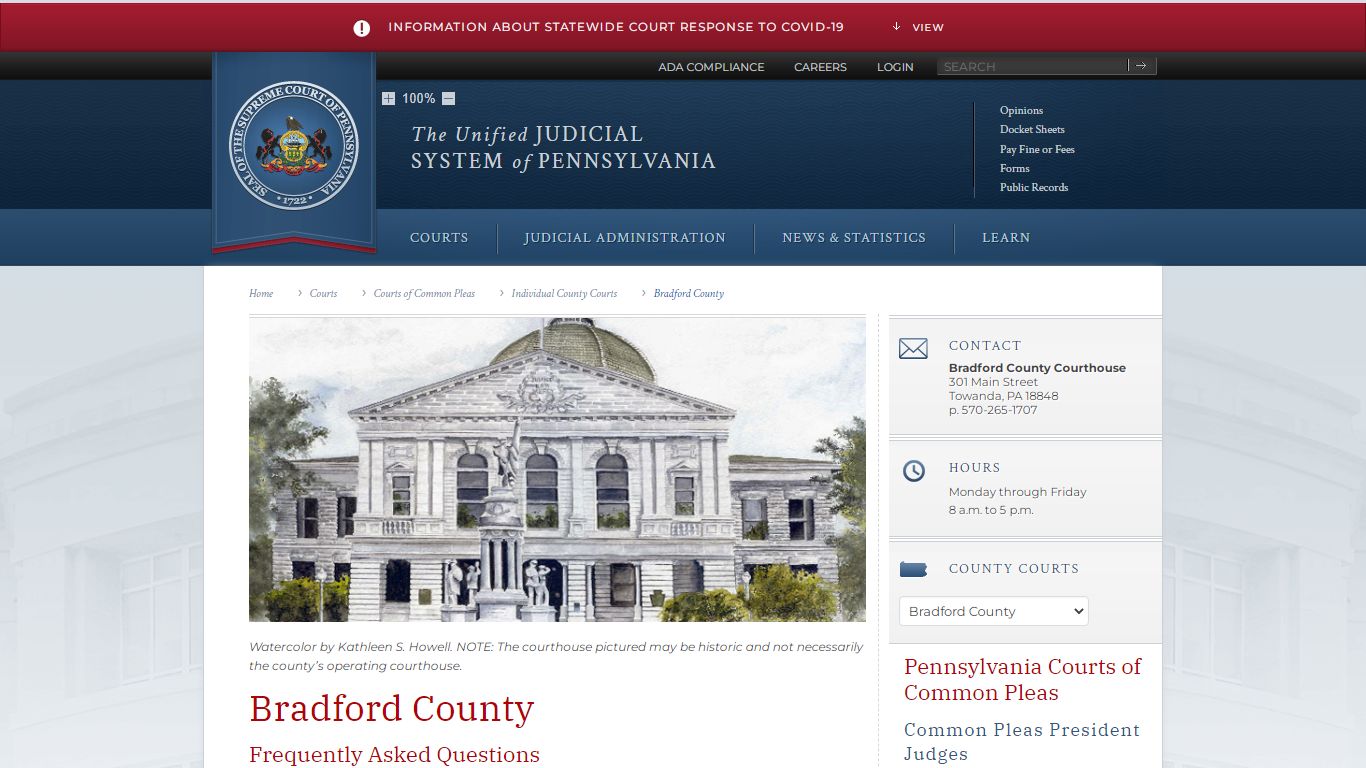 Bradford County | Individual County Courts - Judiciary of Pennsylvania