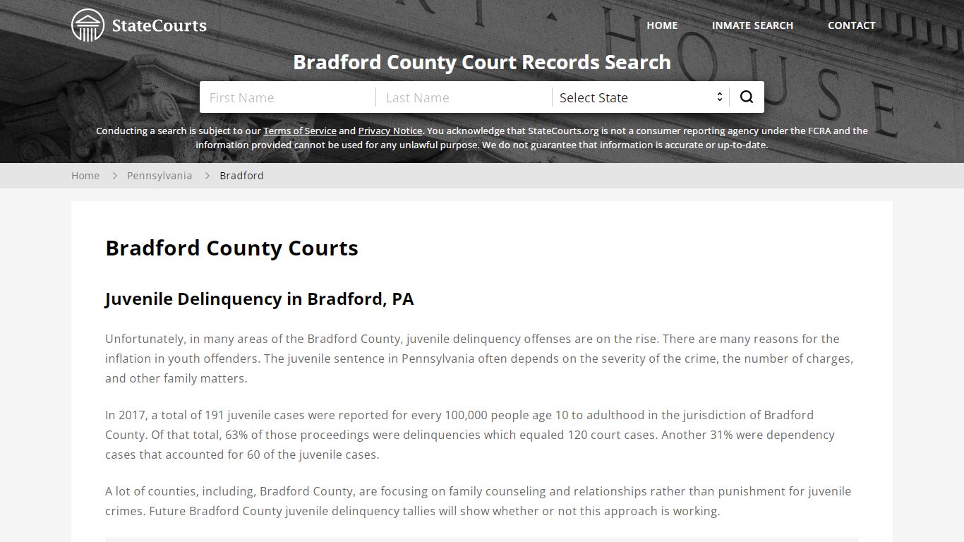 Bradford County, PA Courts - Records & Cases - StateCourts