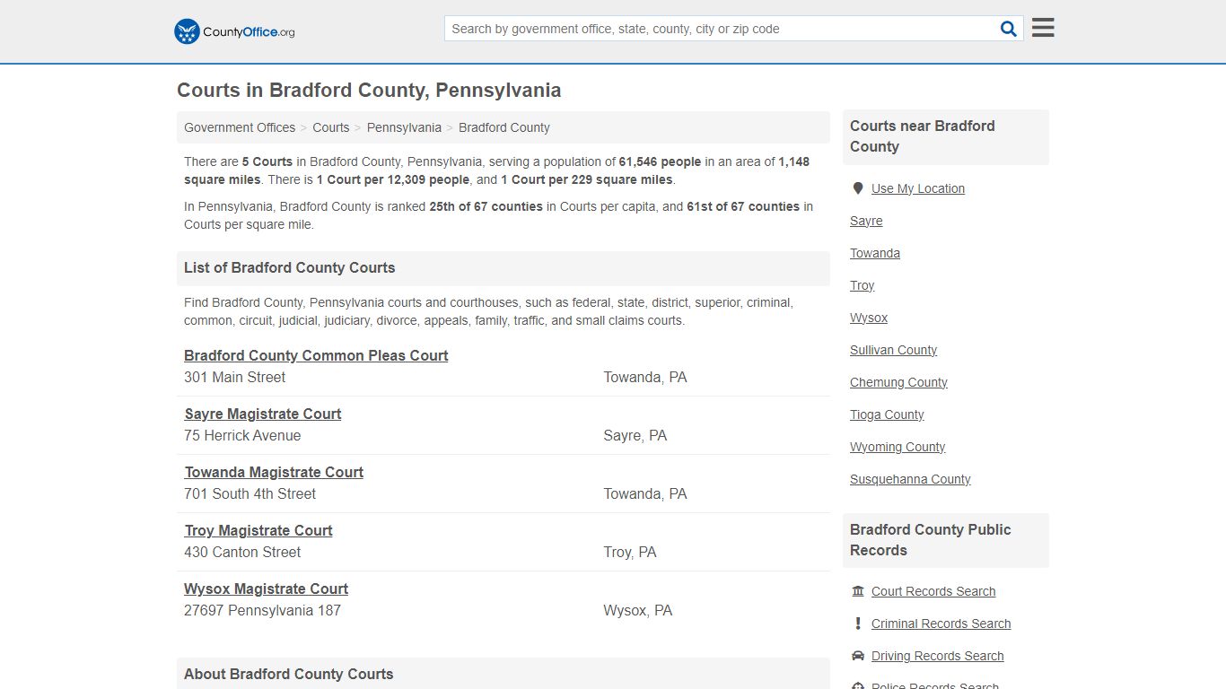 Courts - Bradford County, PA (Court Records & Calendars)